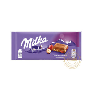 MILKA RAISINS & NUTS CHOCOLATE BARS 100G