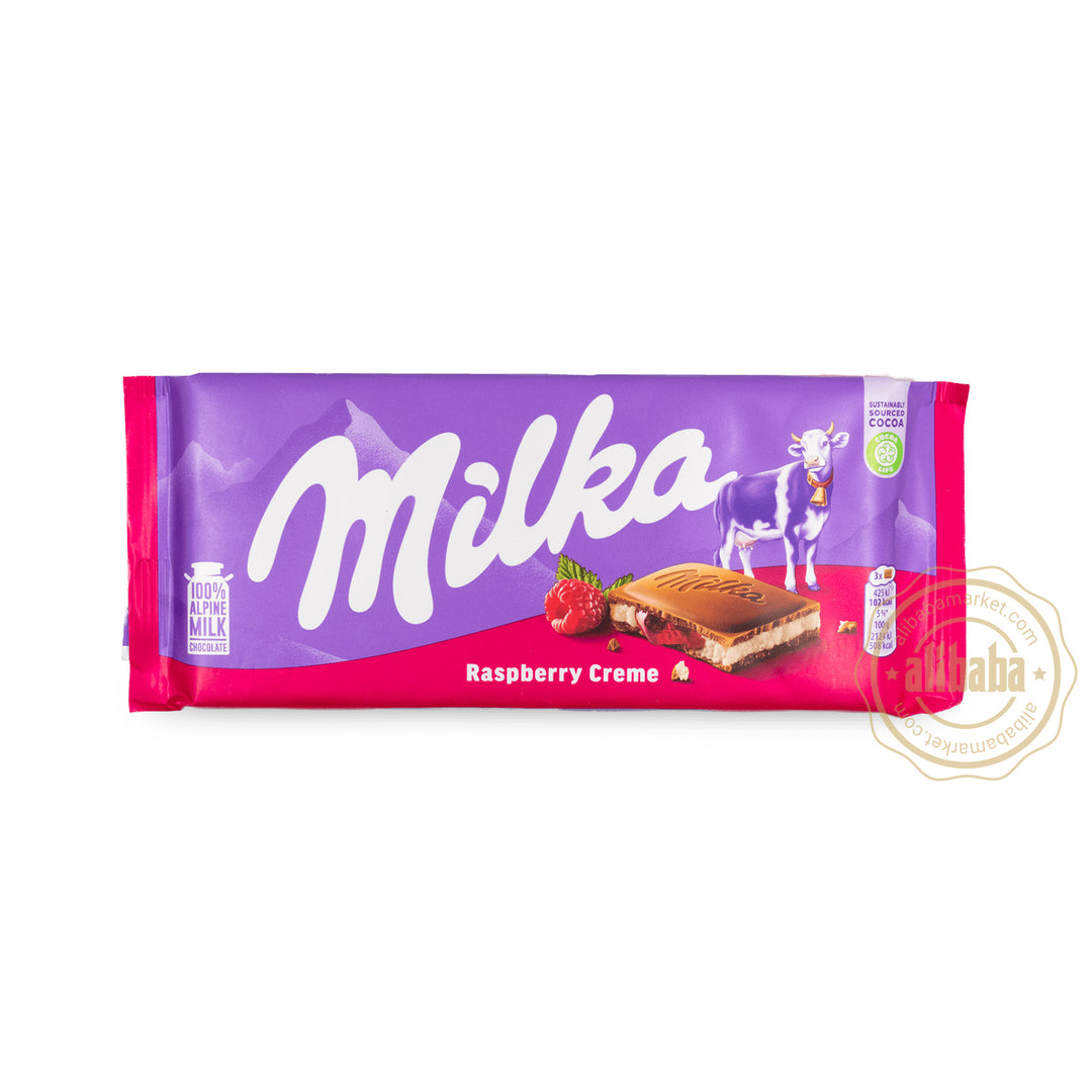 MILKA RASPBERRY CHOCOLATE BARS 100GR